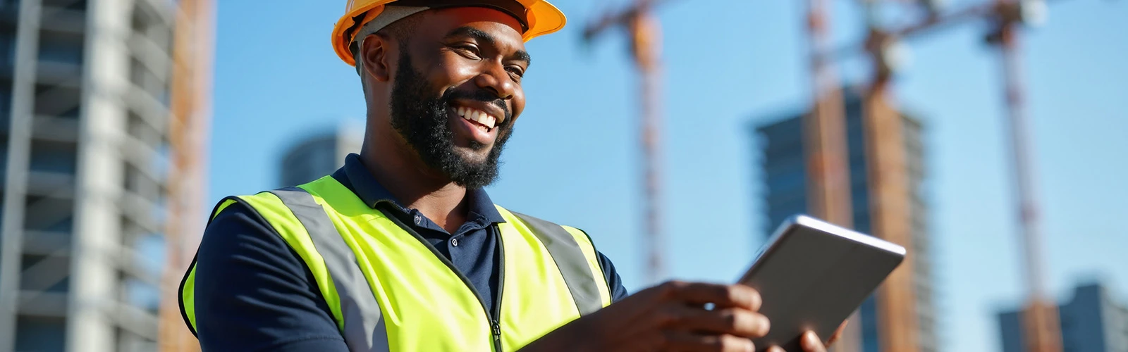 Civil engineer using a tablet