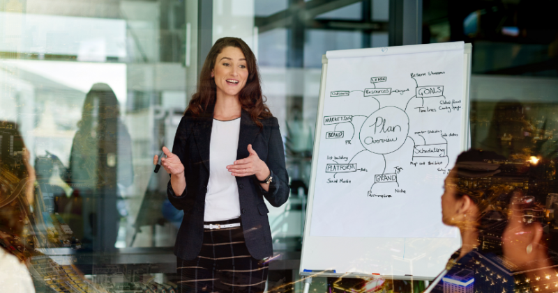 woman presenting project